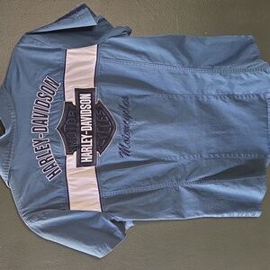 Harley-Davidson Casual Blue Button-Down Shirt Size L